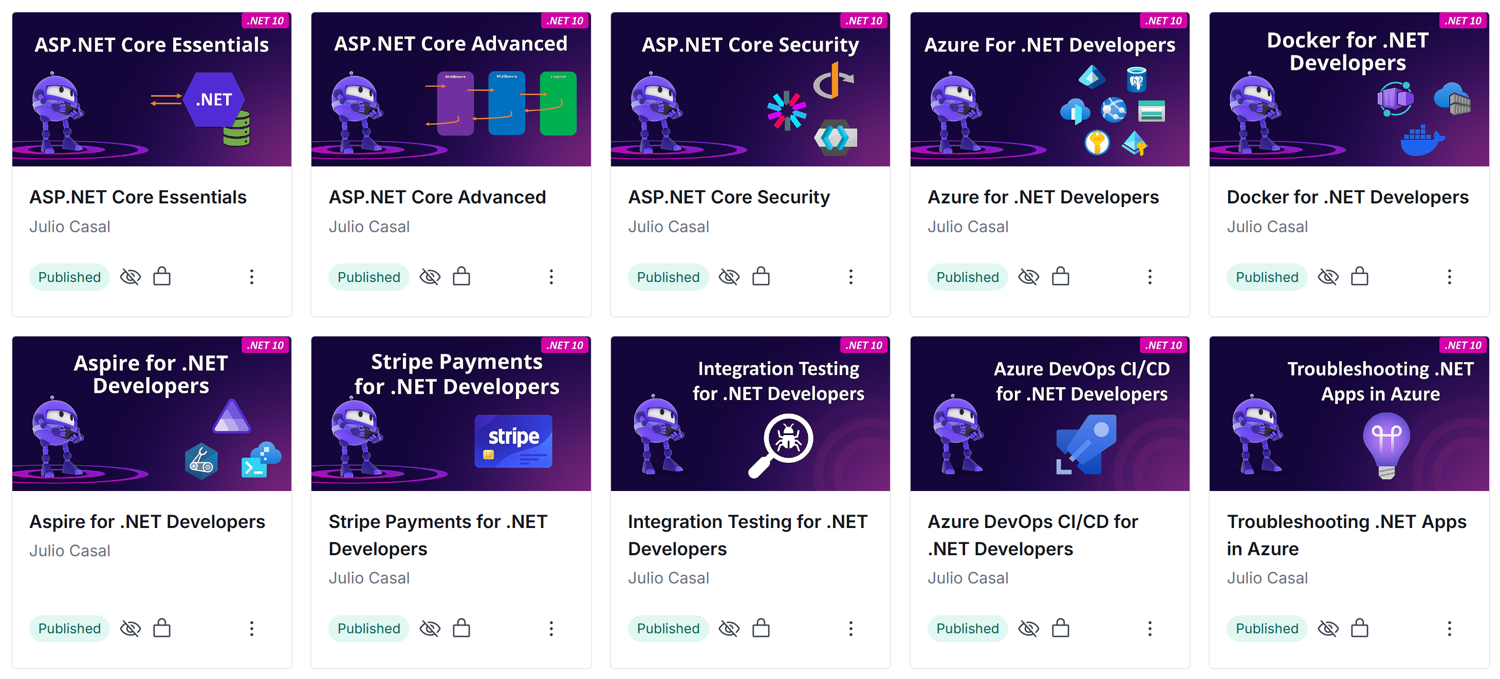 All 10 bootcamp courses, rebuilt on .NET 10